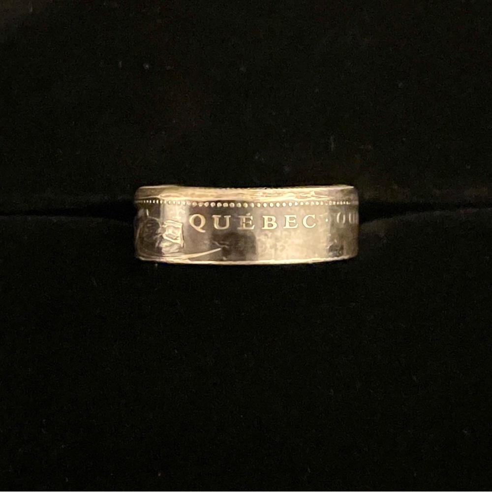 Quebec Silver coin crafted into a ring.